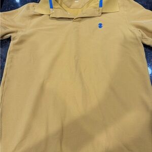 Men's Izod Mustard Polo Shirt with Blue Accent